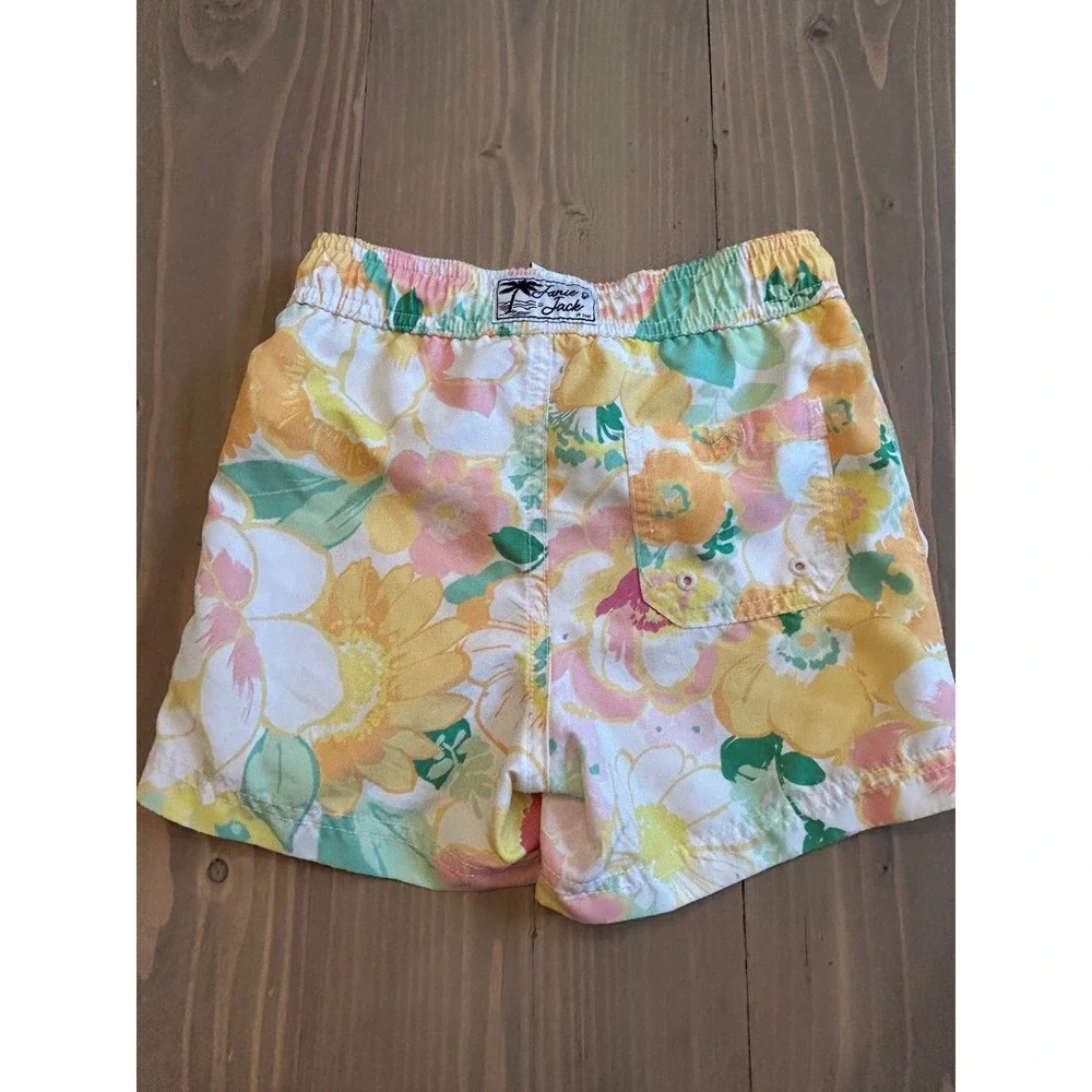 K33 Janie and Jack Boys Floral Swim Trunks Yellow Pink Green Size 4